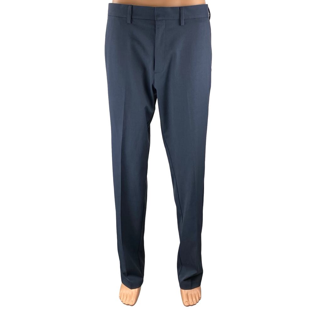 Kenneth Cole Reaction Blue High Rise Straight Chino Trousers Dress Pants 34X32